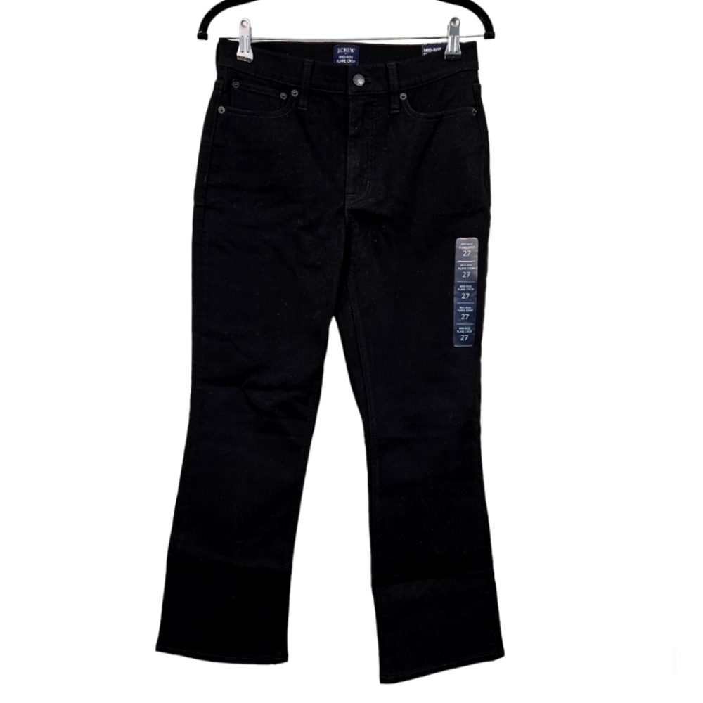 NWT J. Crew Factory Flare Crop Black Jean In All-Day Stretch Size 27 - Picture 2 of 9